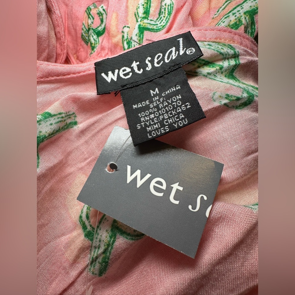 NWT 🌵 Wet Seal Cactus Print Romper Pink Green Summer Beach Cute Boho Festival M - Picture 4 of 13